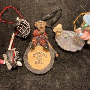 HOCKEY! Three hockey themed ornaments